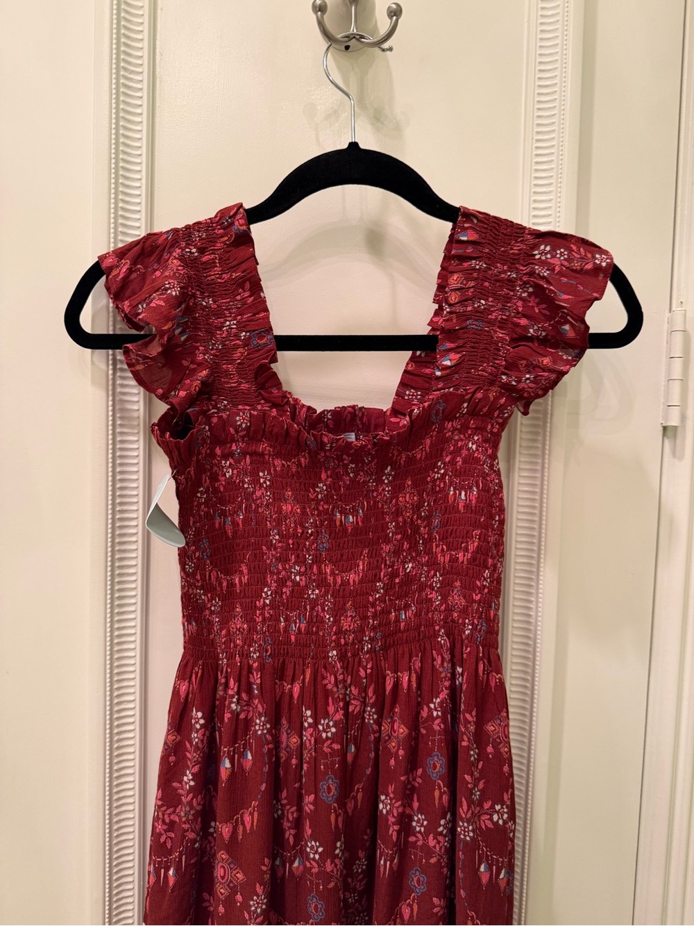 NWT Hill House Ellie Nap Dress in Charm Scallop Burgundy Floral Size XS - Picture 6 of 11